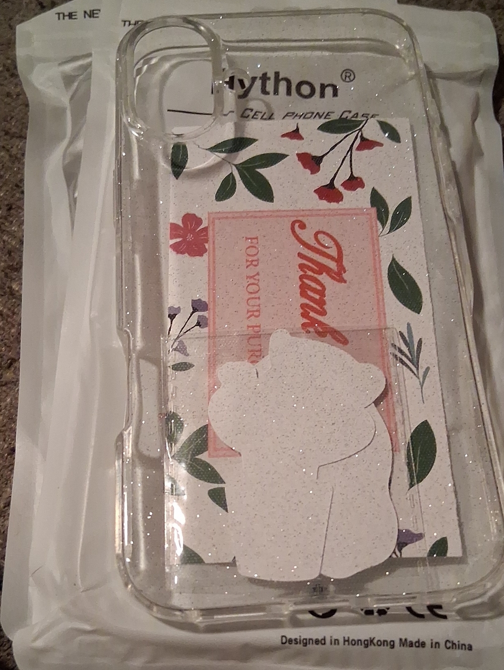 Hython iPhone 16 Clear Case with Sparkle Cover